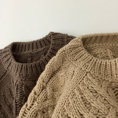 -キッズ ケーブル編み ニット セーター - mamahalo shop - ニット・セーター -  べビー服 - 子供服 - 男の子 - 女の子