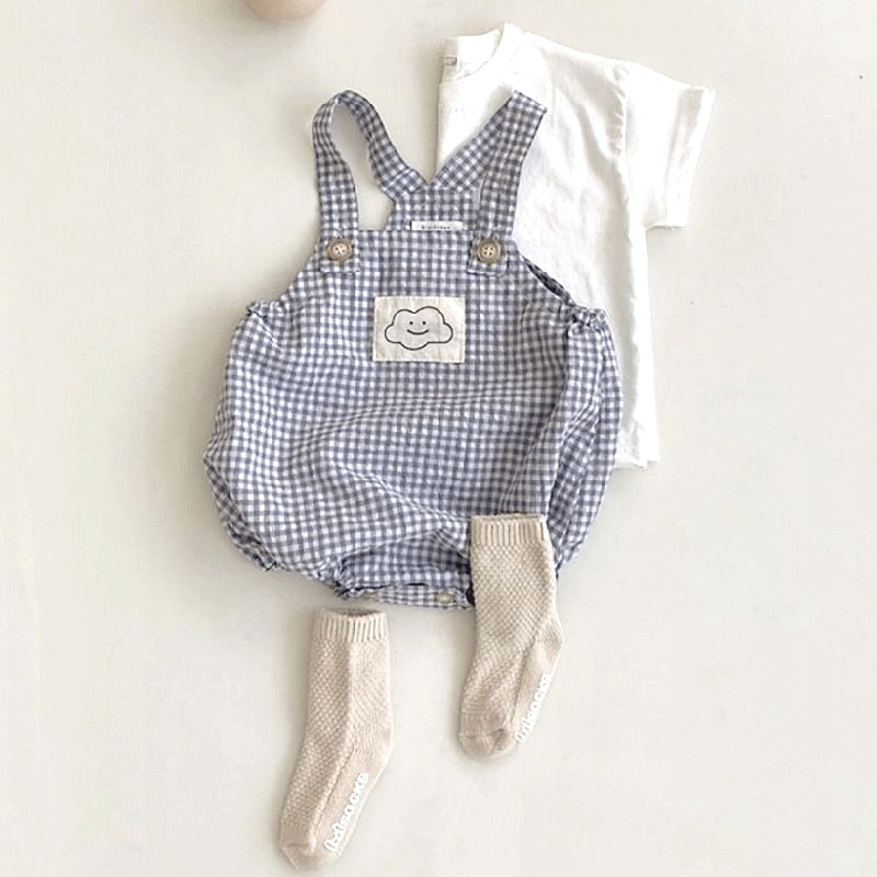 -ベビー チェック サスペンダー ロンパース【mh0000041】 - mamahalo shop - ノースリーブロンパース -  べビー服 - 子供服 - 男の子 - 女の子