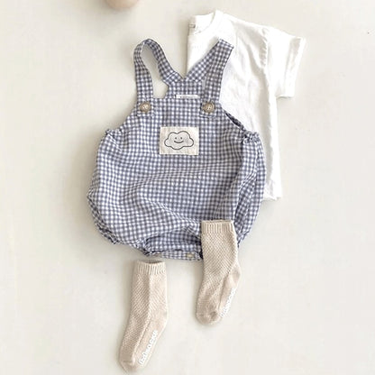 -ベビー チェック サスペンダー ロンパース【mh0000041】 - mamahalo shop - ノースリーブロンパース -  べビー服 - 子供服 - 男の子 - 女の子