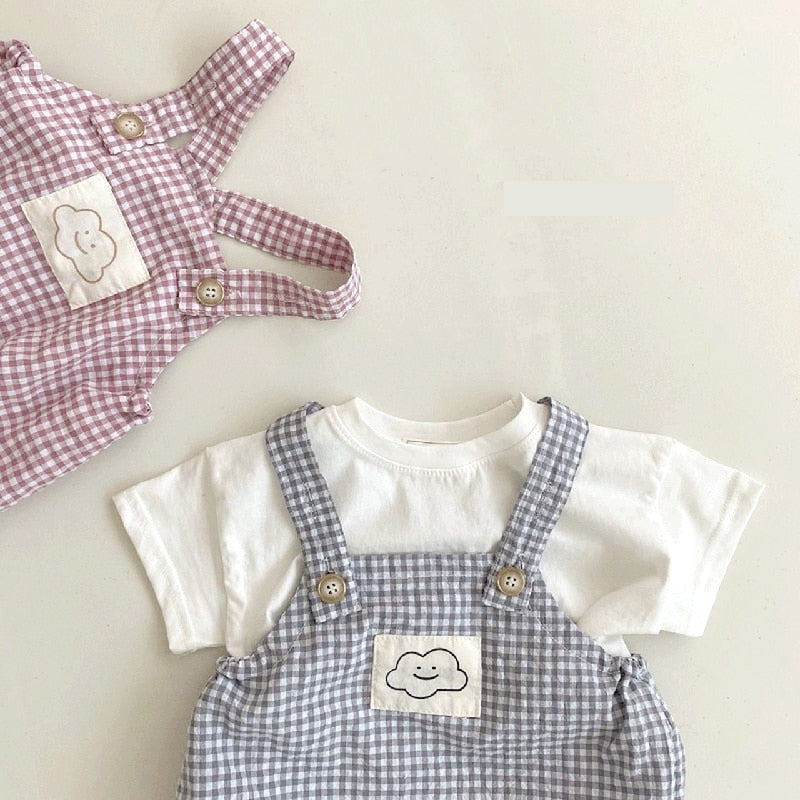 -ベビー チェック サスペンダー ロンパース【mh0000041】 - mamahalo shop - ノースリーブロンパース -  べビー服 - 子供服 - 男の子 - 女の子