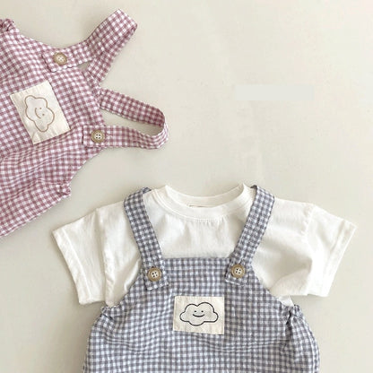 -ベビー チェック サスペンダー ロンパース【mh0000041】 - mamahalo shop - ノースリーブロンパース -  べビー服 - 子供服 - 男の子 - 女の子