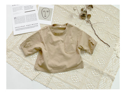 -キッズ ルーズ シンプル 半袖 Tシャツ - mamahalo shop - 半袖Tシャツ -  べビー服 - 子供服 - 男の子 - 女の子