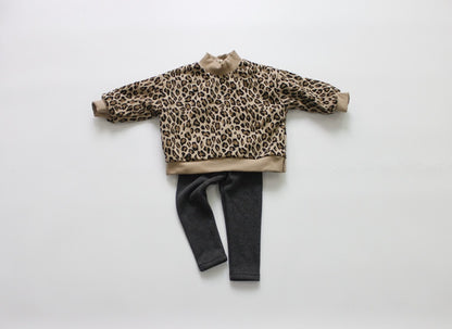 -キッズ レオパード 裏起毛 スウェット トレーナー - mamahalo shop - トレーナー・フーディ -  べビー服 - 子供服 - 男の子 - 女の子