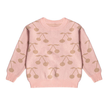 -キッズ ニット チェリー さくらんぼ セーター トップス - mamahalo shop - カーディガン・パーカー -  べビー服 - 子供服 - 男の子 - 女の子