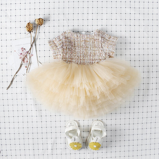 -ベビー キッズ ツイード  チュチュ チュール スカート ドレス ワンピース【mh0001397】 - mamahalo shop - 半袖ワンピース -  べビー服 - 子供服 - 男の子 - 女の子