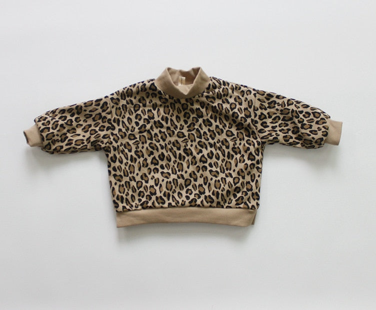 -キッズ レオパード 裏起毛 スウェット トレーナー - mamahalo shop - トレーナー・フーディ -  べビー服 - 子供服 - 男の子 - 女の子