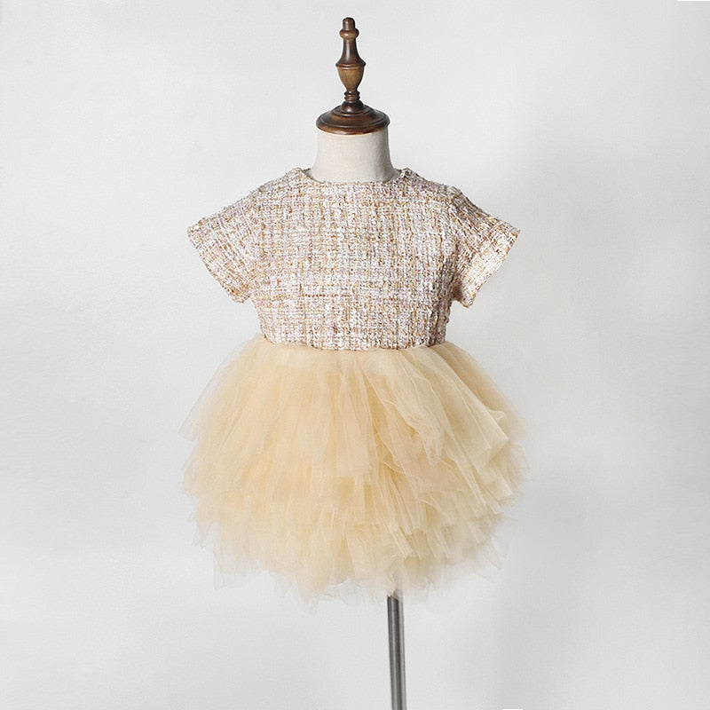 -ベビー キッズ ツイード  チュチュ チュール スカート ドレス ワンピース【mh0001397】 - mamahalo shop - 半袖ワンピース -  べビー服 - 子供服 - 男の子 - 女の子