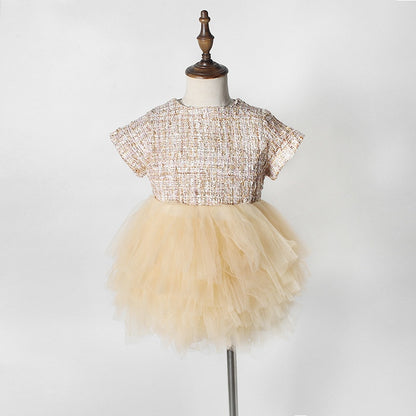 -ベビー キッズ ツイード  チュチュ チュール スカート ドレス ワンピース【mh0001397】 - mamahalo shop - 半袖ワンピース -  べビー服 - 子供服 - 男の子 - 女の子