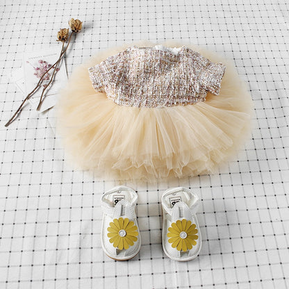 -ベビー キッズ ツイード  チュチュ チュール スカート ドレス ワンピース【mh0001397】 - mamahalo shop - 半袖ワンピース -  べビー服 - 子供服 - 男の子 - 女の子