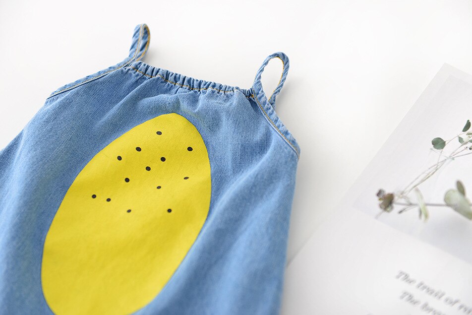 -ベビー レモン デニム キャミソール ロンパース 帽子 セット【mh0001712】 - mamahalo shop - ノースリーブロンパース -  べビー服 - 子供服 - 男の子 - 女の子