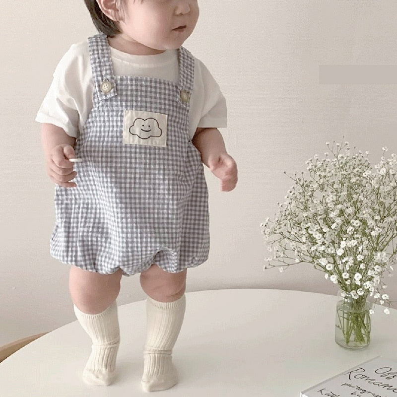 -ベビー チェック サスペンダー ロンパース【mh0000041】 - mamahalo shop - ノースリーブロンパース -  べビー服 - 子供服 - 男の子 - 女の子