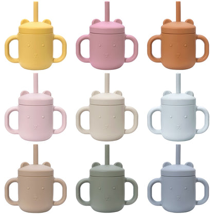 -シリコン ストロー付き カップ コップ - mamahalo shop - ベビーキッズ食器 -  べビー服 - 子供服 - 男の子 - 女の子