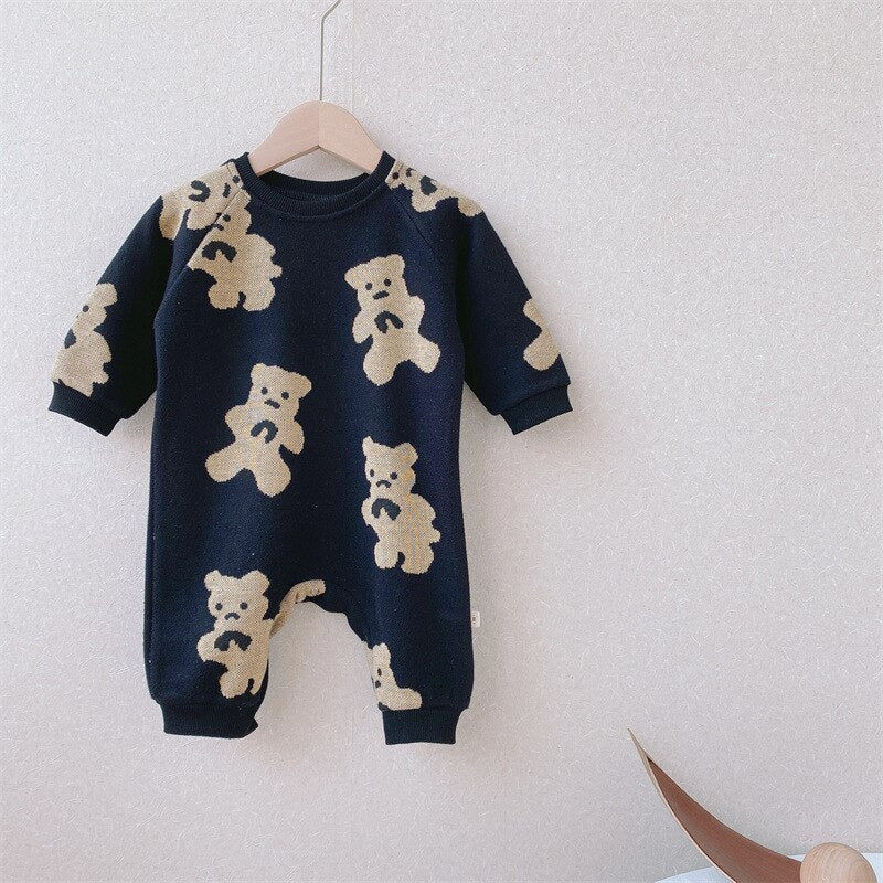 -ベビー ニット ロンパース フラワー アーガイル ミーアキャット ライオン くま - mamahalo shop - 長袖ロンパース -  べビー服 - 子供服 - 男の子 - 女の子