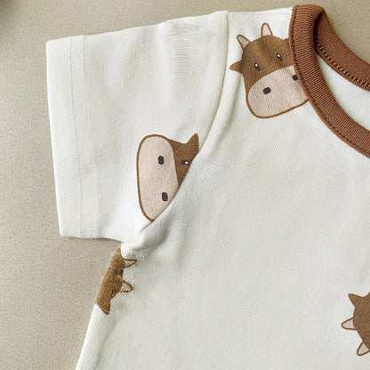 -ベビー 牛 COW 半袖ロンパース 帽子セット【mh0000042】 - mamahalo shop - 半袖ロンパース -  べビー服 - 子供服 - 男の子 - 女の子