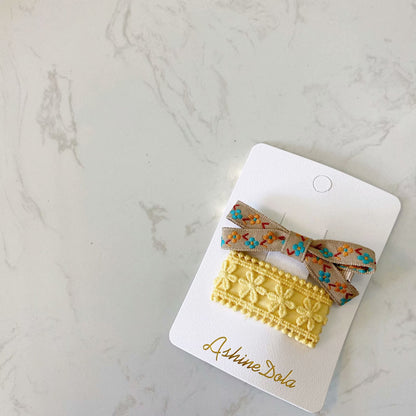 -キッズ レース フラワー ヘアピン ヘアアクセサリー パッチンピン 2個 セット - mamahalo shop - ヘアアクセサリー -  べビー服 - 子供服 - 男の子 - 女の子