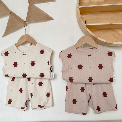 -キッズ くま セットアップ【mh0000448】 - mamahalo shop - ノースリーブセットアップ -  べビー服 - 子供服 - 男の子 - 女の子