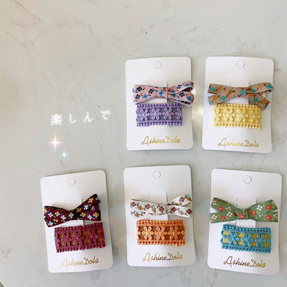 -キッズ レース フラワー ヘアピン ヘアアクセサリー パッチンピン 2個 セット - mamahalo shop - ヘアアクセサリー -  べビー服 - 子供服 - 男の子 - 女の子