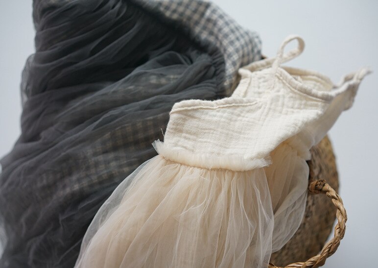 -キッズ チュチュスカート ドッキング チェック 無地 キャミソール ワンピース - mamahalo shop - ノースリーブワンピース -  べビー服 - 子供服 - 男の子 - 女の子