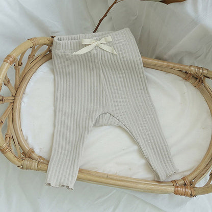 -ベビー リボン リブ レギンス パンツ【mh0001260】 - mamahalo shop - レギンスパンツ -  べビー服 - 子供服 - 男の子 - 女の子