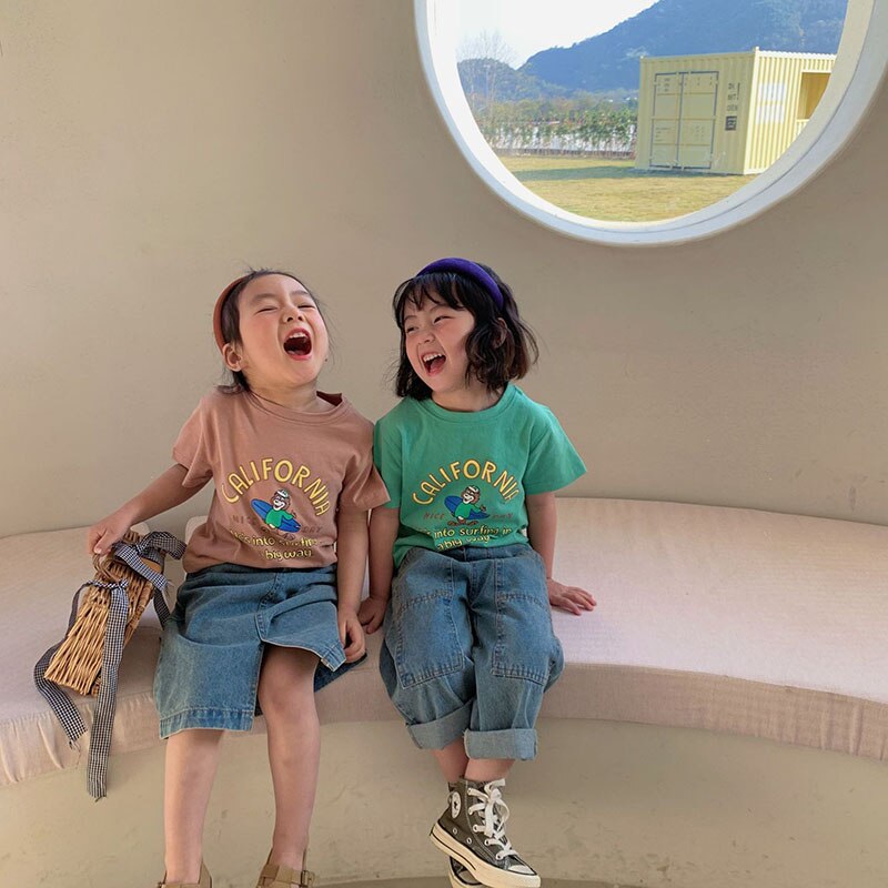 -☺︎ キッズ くま ベア プリント 半袖 Tシャツ トップス - mamahalo shop - 半袖Tシャツ -  べビー服 - 子供服 - 男の子 - 女の子