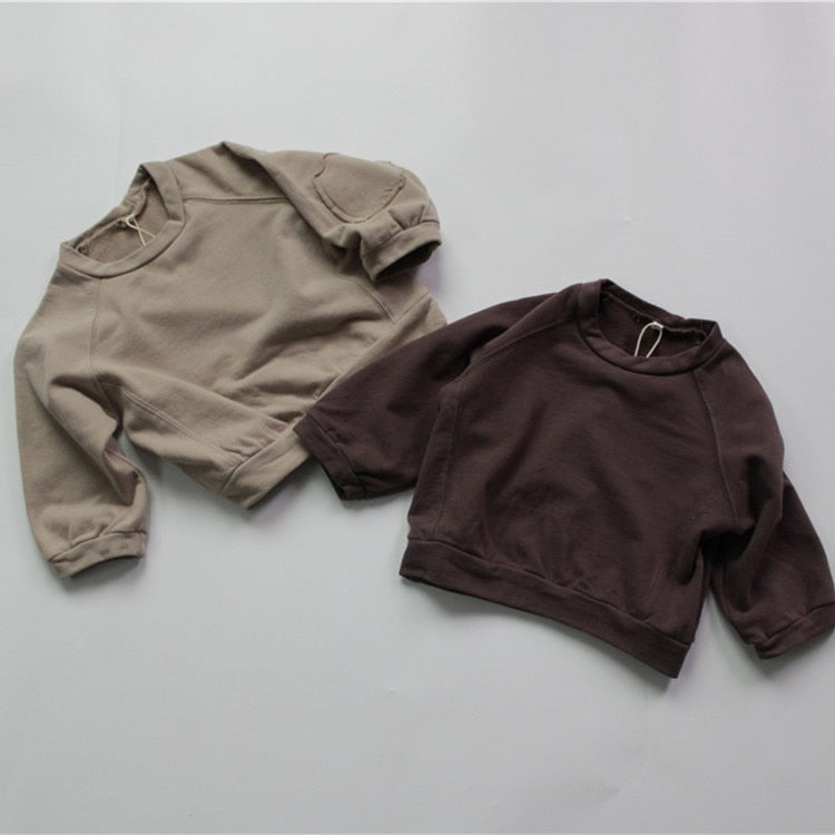 -キッズ スウェット トップス トレーナー アプリコット コーヒー ユニセックス - mamahalo shop - トレーナー・フーディ -  べビー服 - 子供服 - 男の子 - 女の子