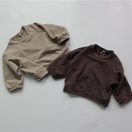 -キッズ スウェット トップス トレーナー アプリコット コーヒー ユニセックス - mamahalo shop - トレーナー・フーディ -  べビー服 - 子供服 - 男の子 - 女の子