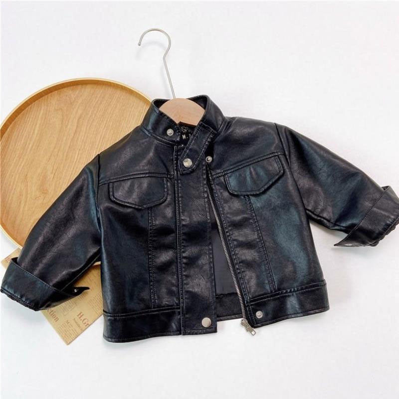 -キッズ フェイクレザー ジャケット アウター【mh0001331】 - mamahalo shop - ショートコート・ジャケット・ジャンパー -  べビー服 - 子供服 - 男の子 - 女の子