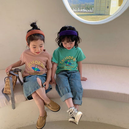 -☺︎ キッズ くま ベア プリント 半袖 Tシャツ トップス - mamahalo shop - 半袖Tシャツ -  べビー服 - 子供服 - 男の子 - 女の子