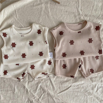 -キッズ くま セットアップ【mh0000448】 - mamahalo shop - ノースリーブセットアップ -  べビー服 - 子供服 - 男の子 - 女の子