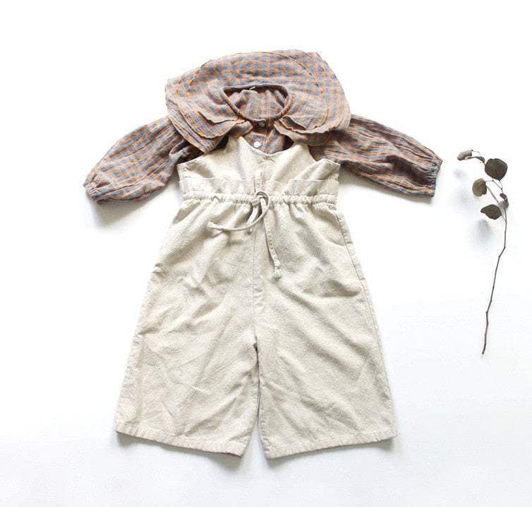 -キッズ チェック フリルカラー 長袖 ブラウス シャツ - mamahalo shop - 長袖シャツ・ブラウス -  べビー服 - 子供服 - 男の子 - 女の子