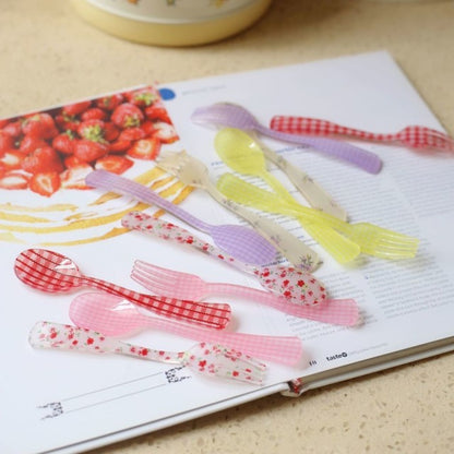 -# フォーク スプーン チェック 水玉 フラワー 食器 カトラリー【mh0001025】 - mamahalo shop - カトラリー -  べビー服 - 子供服 - 男の子 - 女の子