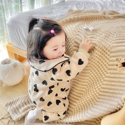 -ベビー ハート フリース アウター ジャンプスーツ【mh0001664】 - mamahalo shop - アウタージャンプスーツ -  べビー服 - 子供服 - 男の子 - 女の子