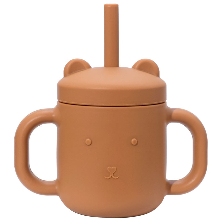 -シリコン ストロー付き カップ コップ - mamahalo shop - ベビーキッズ食器 -  べビー服 - 子供服 - 男の子 - 女の子