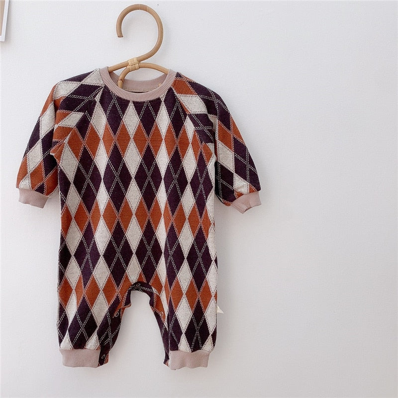 -ベビー ニット ロンパース フラワー アーガイル ミーアキャット ライオン くま - mamahalo shop - 長袖ロンパース -  べビー服 - 子供服 - 男の子 - 女の子