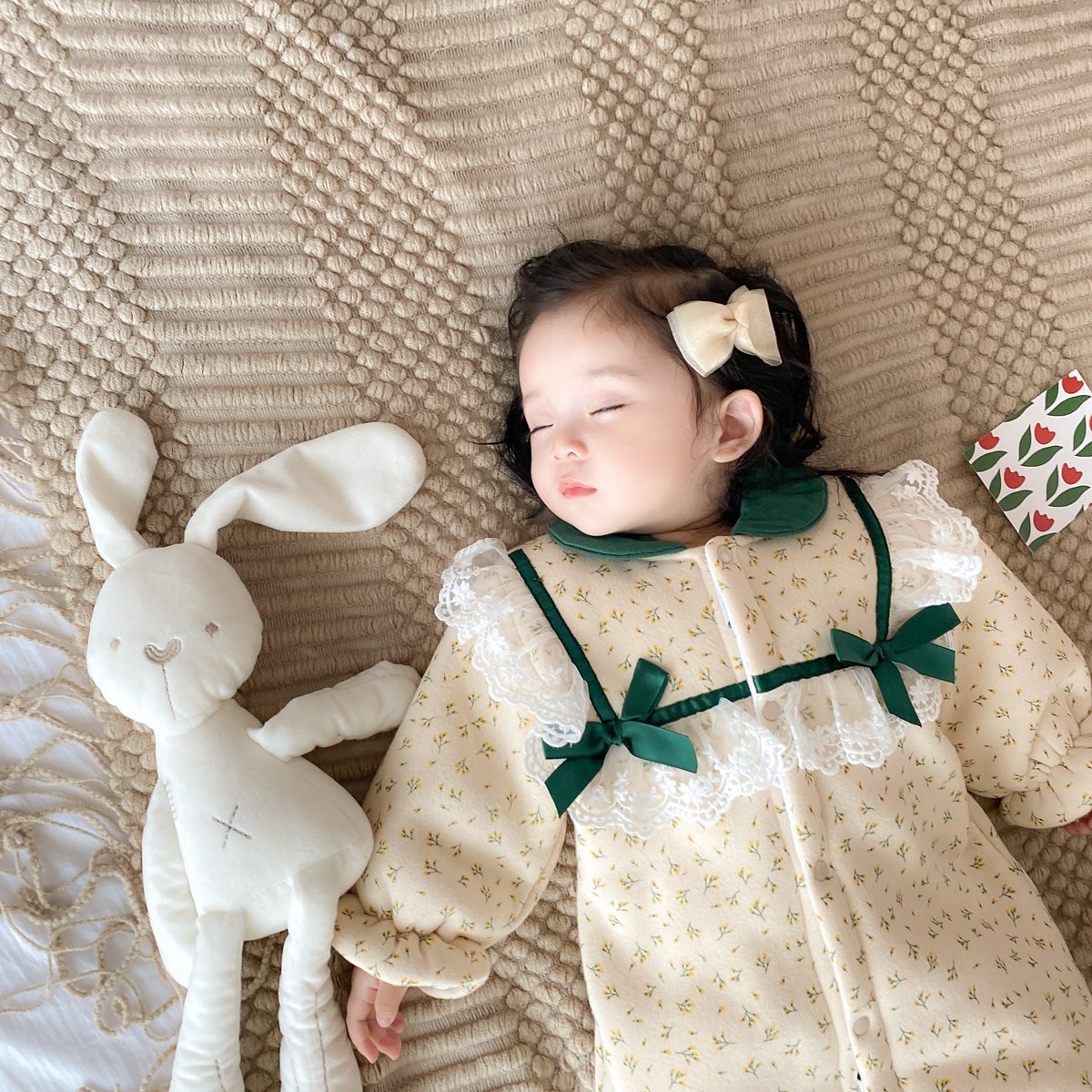 -ベビー レース フラワー フリル アウター ジャンプスーツ【mh0001665】 - mamahalo shop - アウタージャンプスーツ -  べビー服 - 子供服 - 男の子 - 女の子