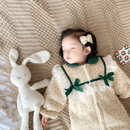 -ベビー レース フラワー フリル アウター ジャンプスーツ【mh0001665】 - mamahalo shop - アウタージャンプスーツ -  べビー服 - 子供服 - 男の子 - 女の子