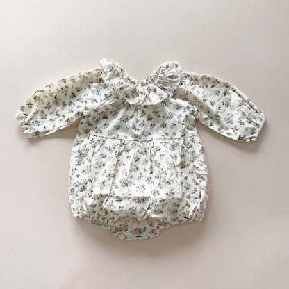 -ベビー フラワー 長袖 ロンパース レース ビブスタイ - mamahalo shop - 長袖ロンパース -  べビー服 - 子供服 - 男の子 - 女の子