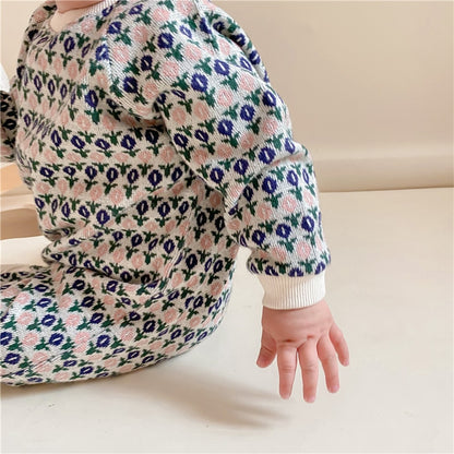 -ベビー ニット ロンパース フラワー アーガイル ミーアキャット ライオン くま - mamahalo shop - 長袖ロンパース -  べビー服 - 子供服 - 男の子 - 女の子