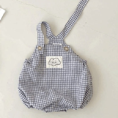 -ベビー チェック サスペンダー ロンパース【mh0000041】 - mamahalo shop - ノースリーブロンパース -  べビー服 - 子供服 - 男の子 - 女の子