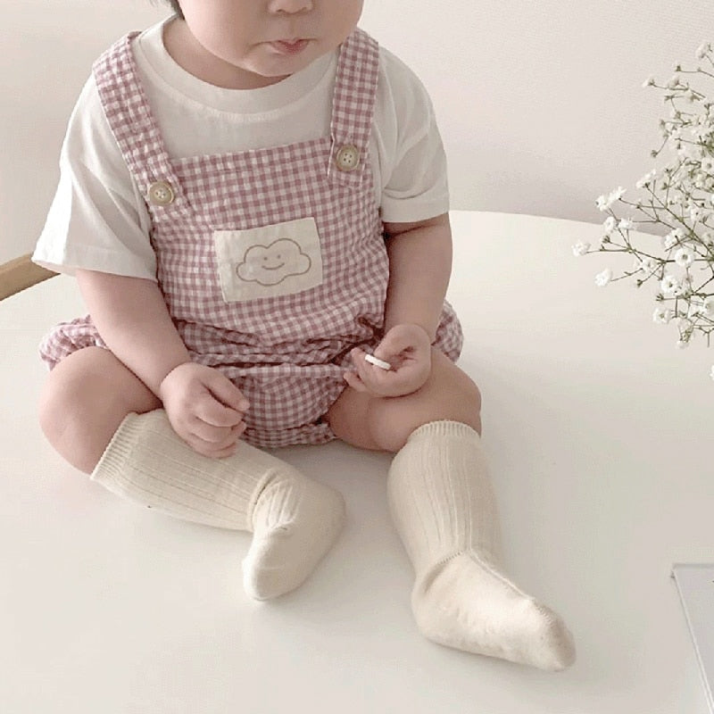 -ベビー チェック サスペンダー ロンパース【mh0000041】 - mamahalo shop - ノースリーブロンパース -  べビー服 - 子供服 - 男の子 - 女の子