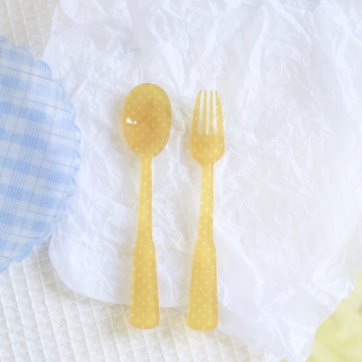 -# フォーク スプーン チェック 水玉 フラワー 食器 カトラリー【mh0001025】 - mamahalo shop - カトラリー -  べビー服 - 子供服 - 男の子 - 女の子