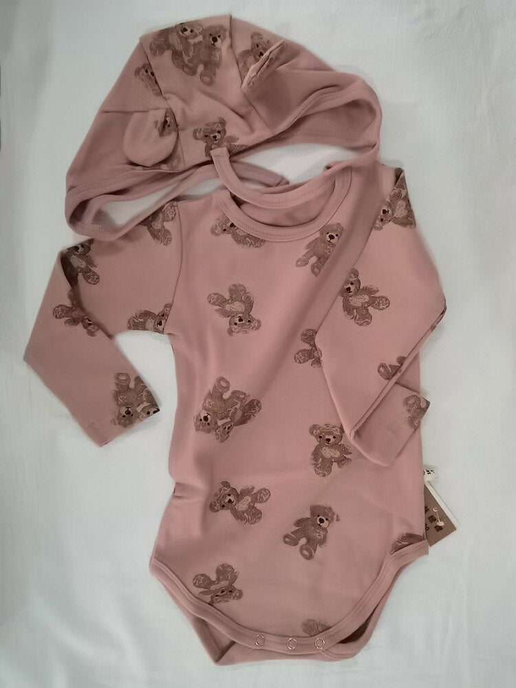 -ベビー くま ベア ロンパース 耳帽子 セット - mamahalo shop - 長袖ロンパース -  べビー服 - 子供服 - 男の子 - 女の子