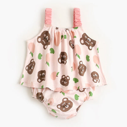 -ベビー フラワー セットアップ キャミソール トップス ブルマ パンツ - mamahalo shop - ノースリーブセットアップ -  べビー服 - 子供服 - 男の子 - 女の子