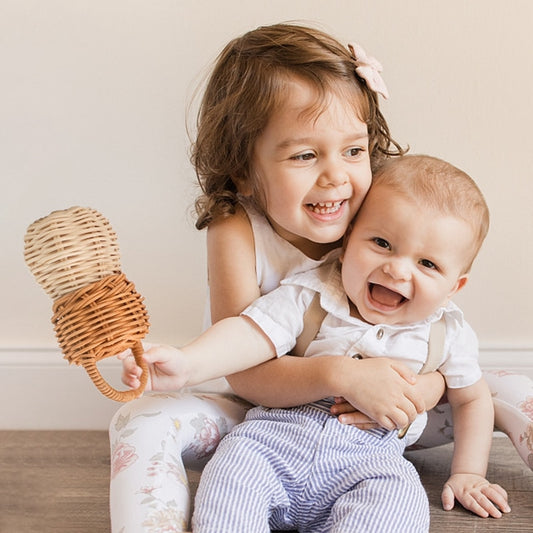 赤ちゃん おもちゃ ラタン ベル 木製 ベビー ガラガラ マラカス - mamahalo shop - がらがら - ベビー服 - 子供服 - 男の子 - 女の子