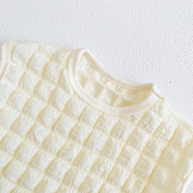 -ベビー セットアップ ポップコーン ノースリーブ タンクトップ ブルマ パンツ【mh0001353】 - mamahalo shop - ノースリーブセットアップ -  べビー服 - 子供服 - 男の子 - 女の子