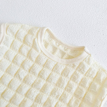 -ベビー セットアップ ポップコーン ノースリーブ タンクトップ ブルマ パンツ【mh0001353】 - mamahalo shop - ノースリーブセットアップ -  べビー服 - 子供服 - 男の子 - 女の子