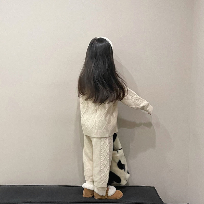 -キッズ ニット セットアップ アランニット セーター トップス ルーズ パンツ - mamahalo shop - 長袖セットアップ -  べビー服 - 子供服 - 男の子 - 女の子