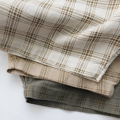 -キッズ チェック 半袖 シャツ ルーズ パンツ - mamahalo shop - 半袖シャツ・ブラウス -  べビー服 - 子供服 - 男の子 - 女の子