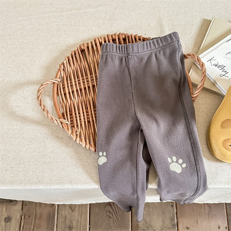 -キッズ 犬 いぬ 足跡 プリント レギンス パンツ - mamahalo shop - レギンスパンツ -  べビー服 - 子供服 - 男の子 - 女の子