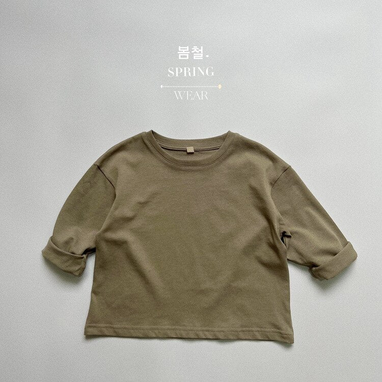 -キッズ シンプル ベーシック 長袖 Tシャツ トップス【mh0001232】 - mamahalo shop - 長袖Tシャツ -  べビー服 - 子供服 - 男の子 - 女の子